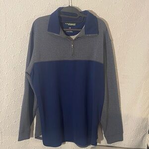 Haggar Men's Two-Tone Blue Zip-Up Sweater Size Large Grandpa Comfort
